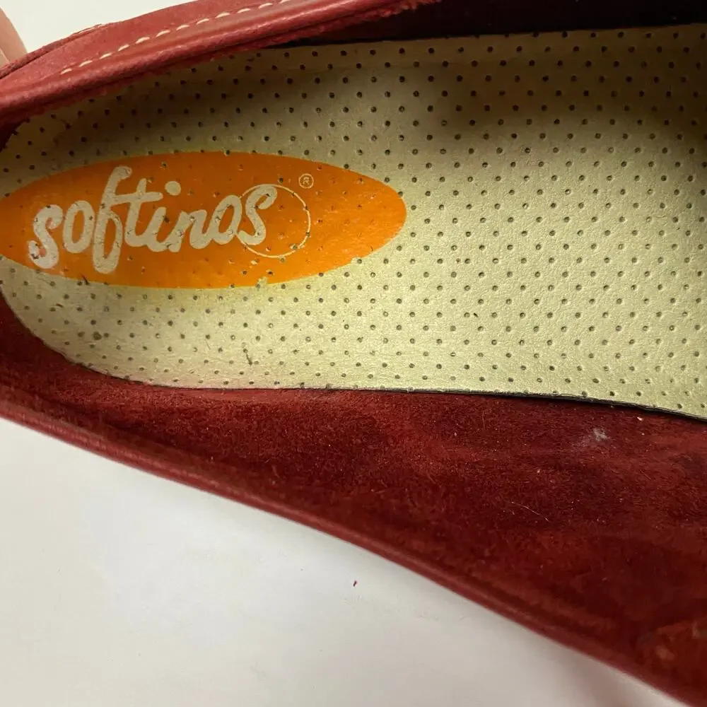 Softinos by Fly London Isla Womens Red Soft Leather Trainers Shoes EU 39 US 9
